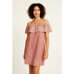 Sanctuary Off Shoulder Ruffle Boho Print Dress Multicolor Size Large